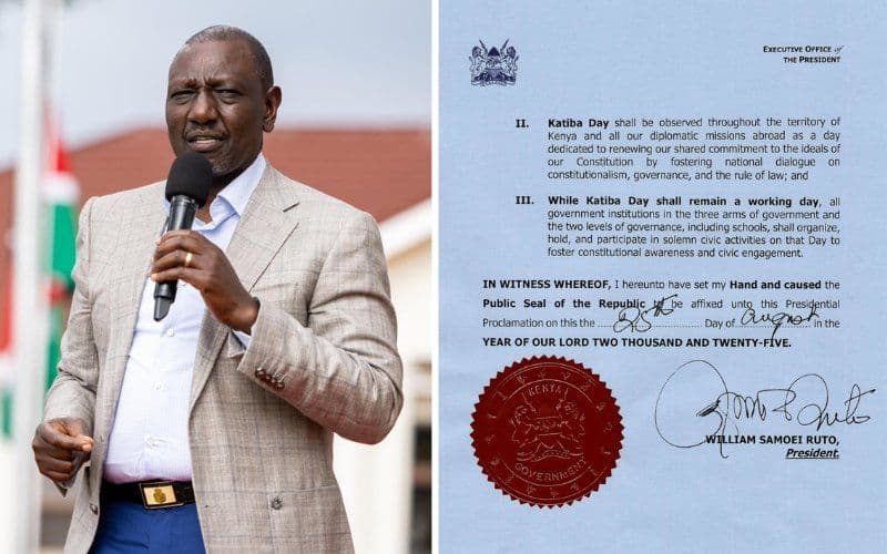 President Ruto Declares August 27 as Katiba Day to Honor the 2010 Constitution
